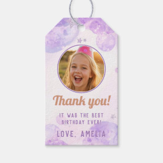 Girls Purple Bubbles Photo Birthday Thank You Cadeaulabel