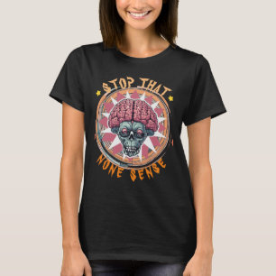 Girls' Quirky Brain Skull T-shirt - Gothic Humor