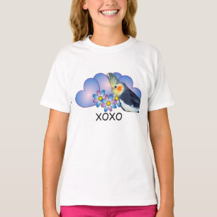 Girls Ringer T-Shirt met Parrot Cockatiel