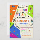 Girls Rock Climbing Birthday Party Invitation (Devant)