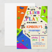 Girls Rock Climbing Birthday Party Invitation (Devant / Derrière)