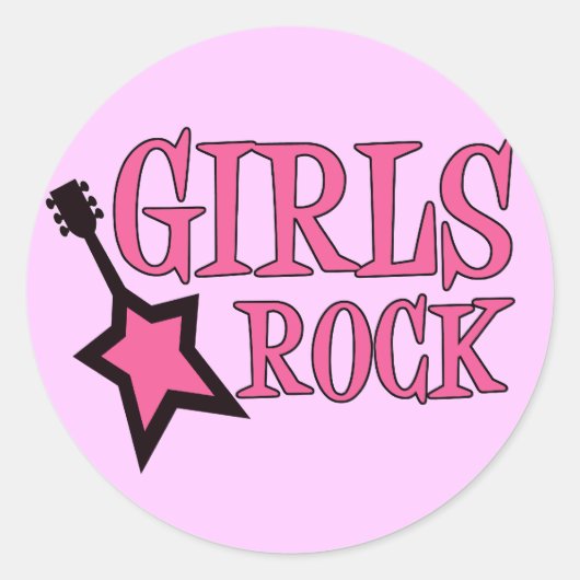 Girls Rock! Ronde Sticker (Voorkant)