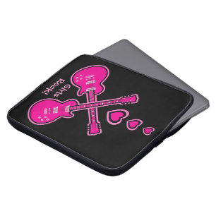 Girls Rock! Roze gitaren & hart Laptop Sleeve