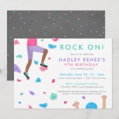 Girls Rock tijdens de Birthday Party Invitation Kaart (Voorkant / Achterkant)