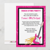 GIRLS ROCKER GUITAR HERO Invitation de fête d'anni (Devant / Derrière)