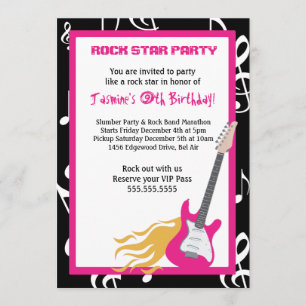 GIRLS ROCKER GUITAR HERO Invitation de fête d'anni