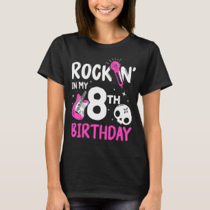 Girls Rockstar Birthday Rock Star Thmed Guitar 8t T-shirt
