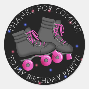 Girl's Roller Schaats Birthday Dank je Ronde Sticker