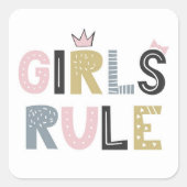 Girls Rule Funky Lettering Vierkante Sticker (Voorkant)