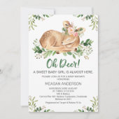 Girls Rustic Oh Deer Baby shower Invitation (Devant)