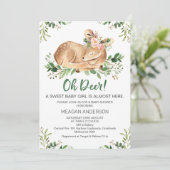 Girls Rustic Oh Deer Baby shower Invitation (Debout devant)