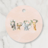 Girls Safari Animals Pop It Baby shower Bedankjes Labels (Achterkant)