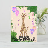 Girls Safari Giraffe Invitation fête d'anniversair (Debout devant)