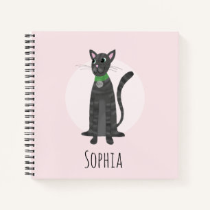 Girls School Cute Ginger Tabby Cat Cartoon Kindere Notitieboek