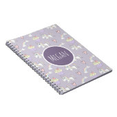 Girl's School Doodle Unicorn Pattern met naam Notitieboek (Rechterzijde)