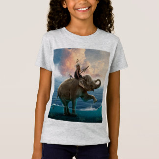 Girl's shirt with elephant design in the sea