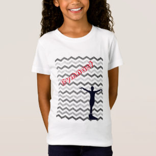 Girls Silver Chevron Gymnast Gymnastics T-Shirt