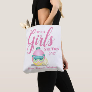 Girls Ski Trip Skiing Emoji Personalized Draagtas