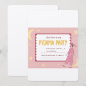 Girls Sleepover Birthday Invite Kaart (Voorkant / Achterkant)