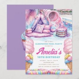 Girls Sleepover Pool Party Kaart