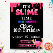 Girls Slime Verjaardag Uitnodiging