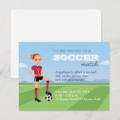 Girl's Soccer Match Briefkaart Invitation (Voorkant / Achterkant)