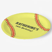 Girls Softball Birthday Party Theme Papieren Bordje (Gekanteld)