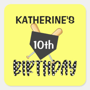 Girls Softball Birthday Party Vierkante Sticker