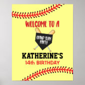 Girls Softball Birthday Welkom Poster (Voorkant)