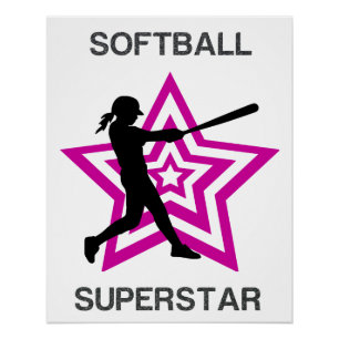 Girls Softball Superstar Perfect Poster