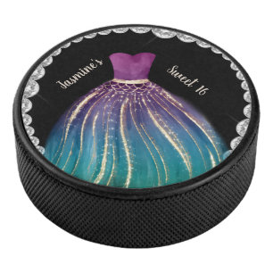 Girls Sweet 16 Ombre Dress en Rhinestones Hockey Puck