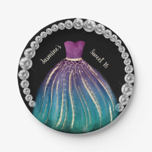 Girls Sweet 16 Ombre Dress en Rhinestones Papieren Bordje