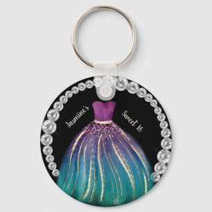 Girls Sweet 16 Ombre Dress en Rhinestones Sleutelhanger