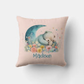 Girls Teddy Bear Wildflower Moon Gepersonaliseerd Kussen (Achterkant)