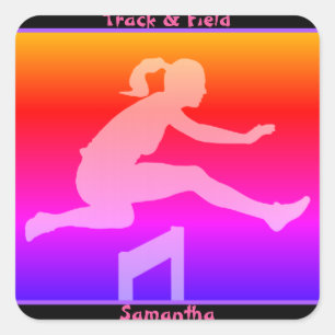 Girl's Track en Field Vierkante Sticker