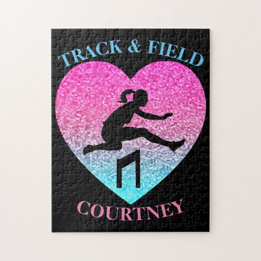 Girls Track & Field Heart Jigsaw Puzzle (Vertical)