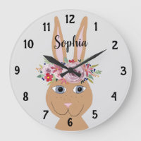 Girls Trendy Floral Waterverf Rabbit en Name