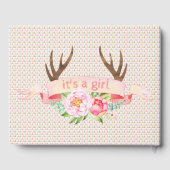 Girls Tribal Antler Boho Baby shower livre d'invit (Verso)