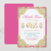 Girls Tribal First Birthday Party Uitnodigingen (Voorkant / Achterkant)