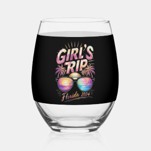 Girl's Trip Florida 2024 Zomer Beach Weekend Wijnglas Zonder Voet