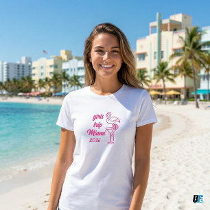 Girls Trip Miami 2026 Roze Flamingo Martini Match T-shirt