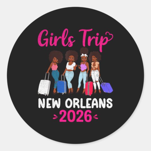 Girls Trip New Orleans 2026 Squad Matching Outfit Ronde Sticker (Voorkant)