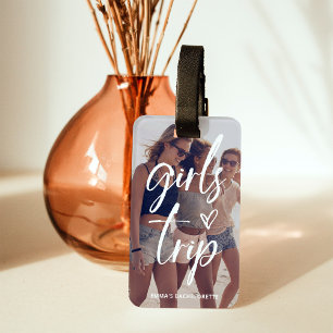 Girls Trip Trendy script met foto en QR code Bagagelabel