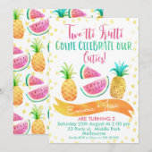 Girls Twins Two-tti Frutti Uitnodiging 2e Verjaard (Voorkant / Achterkant)