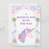 Girls Unicorn Cake Stars Anniversaire Invitation (Dos)