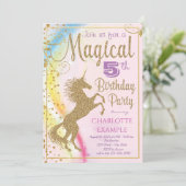 Girls Unicorn Verjaardagsfeestje Uitnodigingen (Staand voorkant)