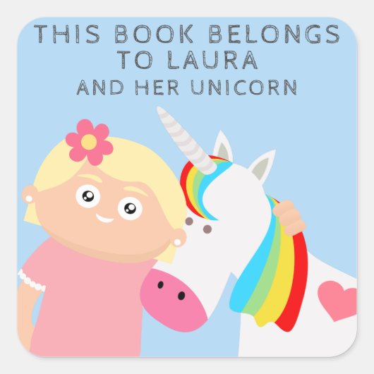 Girls Unicorn Vierkante Sticker (Voorkant)