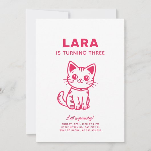 Girl's verjaardagsfeestje met aangepaste kleuren k kaart (Voorkant)