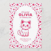Girl's verjaardagsfeestje met aangepaste kleuren k kaart (Voorkant)