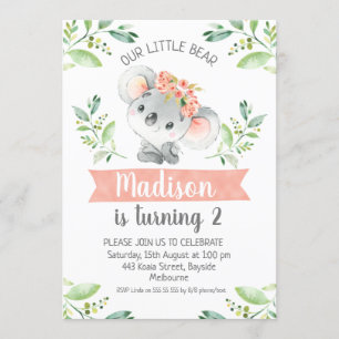 Girls Waterverf Koala Beer Birthday Kaart